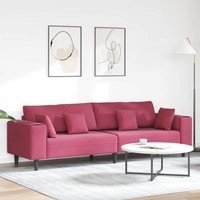 Samt Sofa Mit Kissen Mit Kissen Weinrot 208 Cm Samt
