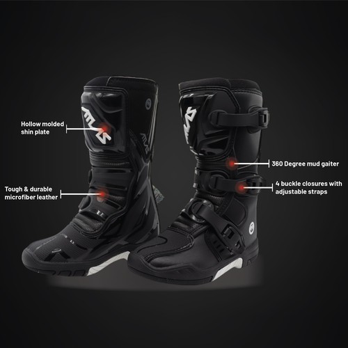Botas juveniles Atlas Traction para carreras y deportes de motor - Talla: 6 (negras) - Imagen 2 de 9