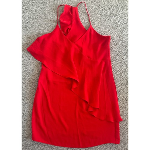 Amanda Uprichard A By Amanda Dress Small Red Cascading Ruffle Spaghetti