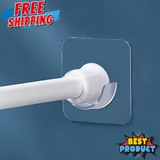 Adhesive Shower Curtain Rod Holder 4pcs Wall Mount Transparent Tension Bracket