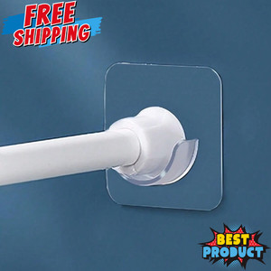 4-Pack Transparent Adhesive Shower Curtain Rod Holders – Wall Mount Tension Brackets