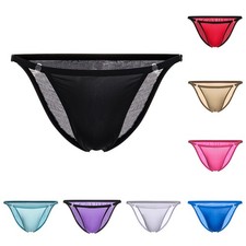 Transparent Ice Silk Men Underwear Adjustable Pouch Low Waist Breathable