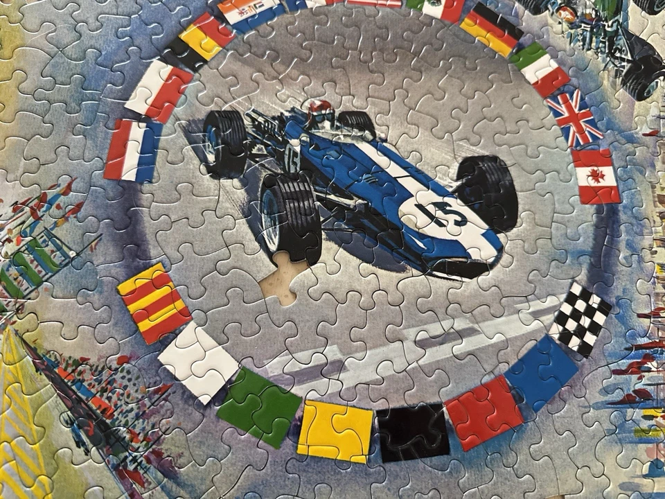 Rompecabezas SPRINGBOK de colección Grand Prix HUGH LAYMAN coche de carreras 1968 8019 *INCOMPLETO* Foto 3 de 4