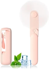 Portable Handheld Fan, 2 in 1 Mini Hand Fan, Battery Operated [8-15 Working Hour