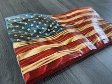 17  x9  Hand Carved Rustic Wood Flag