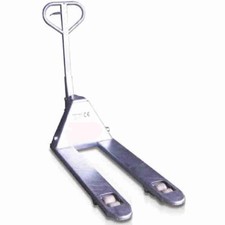 Transpallet idraulico manuale acciaio inox mm.1150x540 2 rulli ruote nylon kg.25