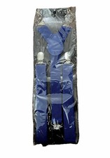 Mens /Womens Clip-on Suspenders Elastic Y-Shape Adjustable Braces. Blue. New