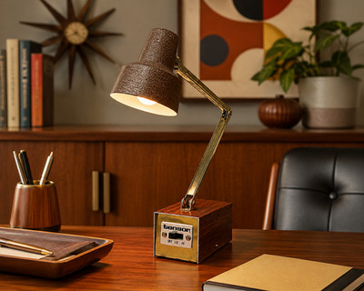 Vintage Tensor Adjustable Desk Lamp Brown Faux Wood MCM Task Lamp 2 Settings USA