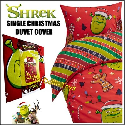 Shrek Weihnachten EINZELNER Bettbezug Oger & Gingy Lebkuchenmann Dreamworks rot