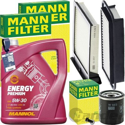 MANN INSPEKTIONSPAKET+MANNOL 5W-30 ÖL passend für PEUGEOT 107 TOYOTA AYGO 1.0