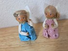 Lot 2 Vintage Miniature Wooden Angel Ornaments 2.25” Tall Cute! — photo 1