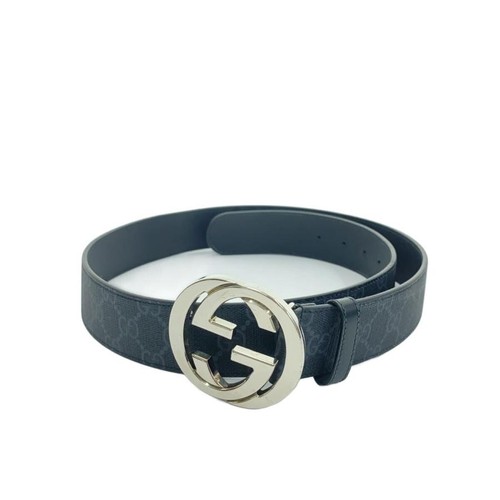 Used GUCCI◆Belt/Leather/BLK/All over pattern/Men's/411924/? NULL ?