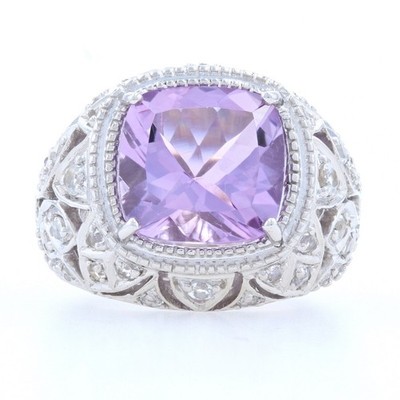 NEW Yours by Loren Amethyst & White Topaz Ring - Sterling Silver Size 7