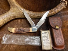 KA-BAR USA., 1184 Two Blade Folding Hunter Knife, Composite Stag Handle, 5 1/4"