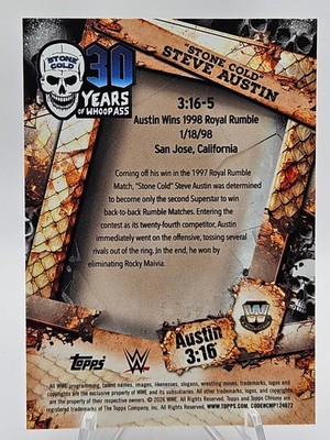 2026 Topps Chrome WWE #3:16-5 Stone Cold Steve Austin 30 Years of