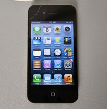 Apple iPhone 4s 16 GB Black Sprint iOS 6.1.3 Cracked Screen Bad Battery 