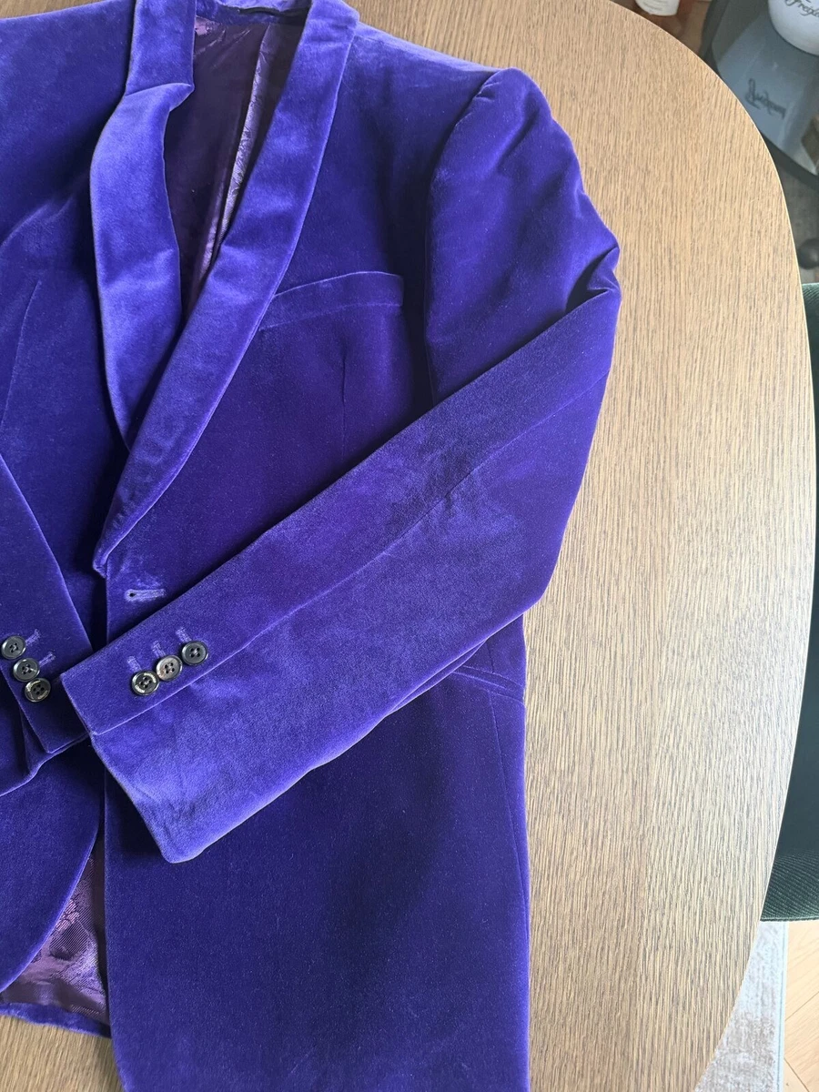 Duchamp London Purple Velvet Shawl Collar Dinner Jacket Mens 40 Tailored Fit