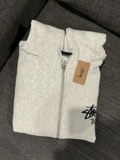 Stussy Tokyo Mens Gray Full Zip Hoodie Embroi...