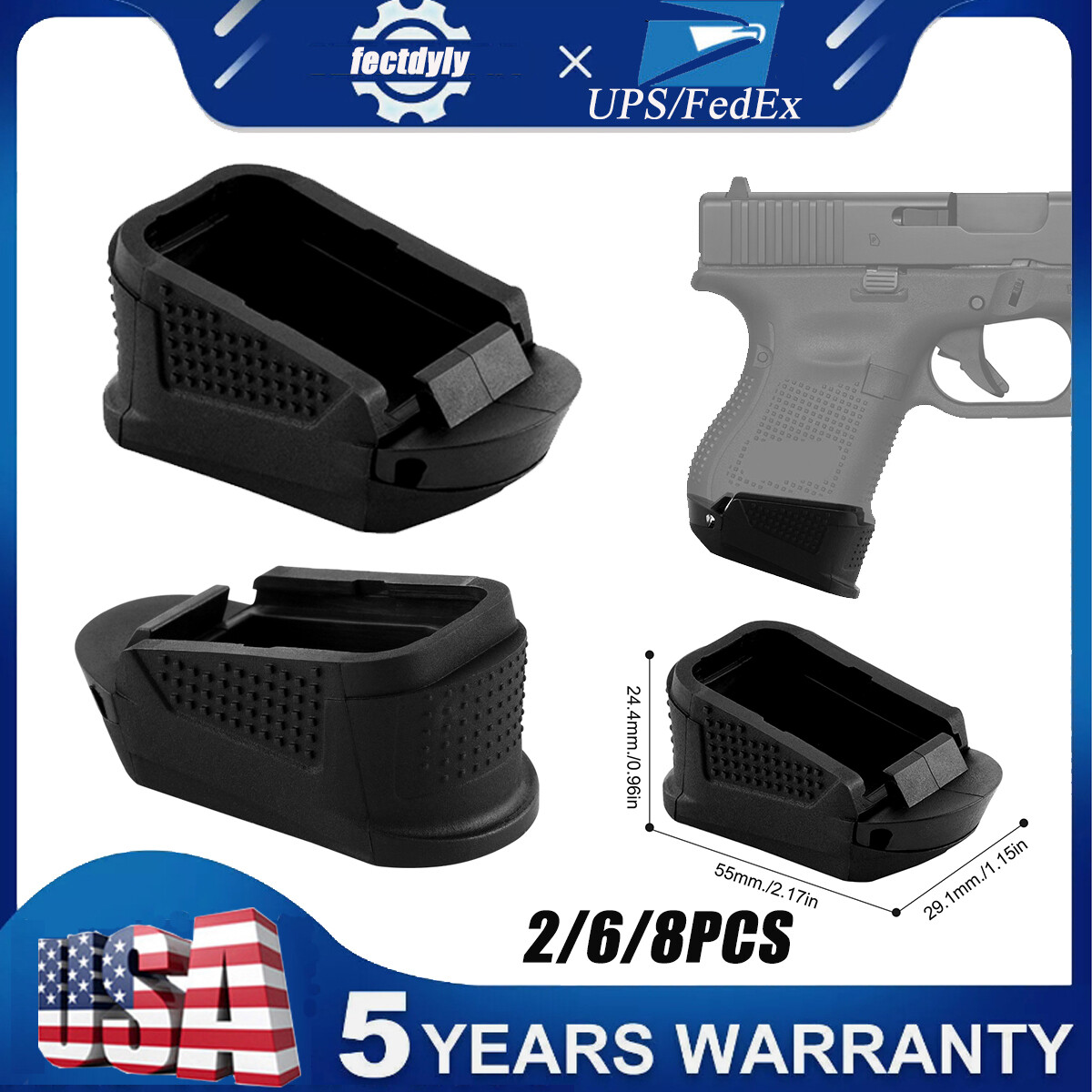 Glock8x Rapper 8X For Glock G26 G27 G33 Gen 4 / Gen 5 Extended Grip Plate Magazine Pad ...