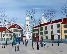 Gabriel Donnet - "Montmartre la place du Tertre" - original naive painting -
