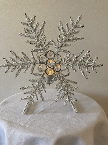 Weihnachten Schneeflocke Windlicht Halter Perlen Schmuck Urlaub Regal Dekor