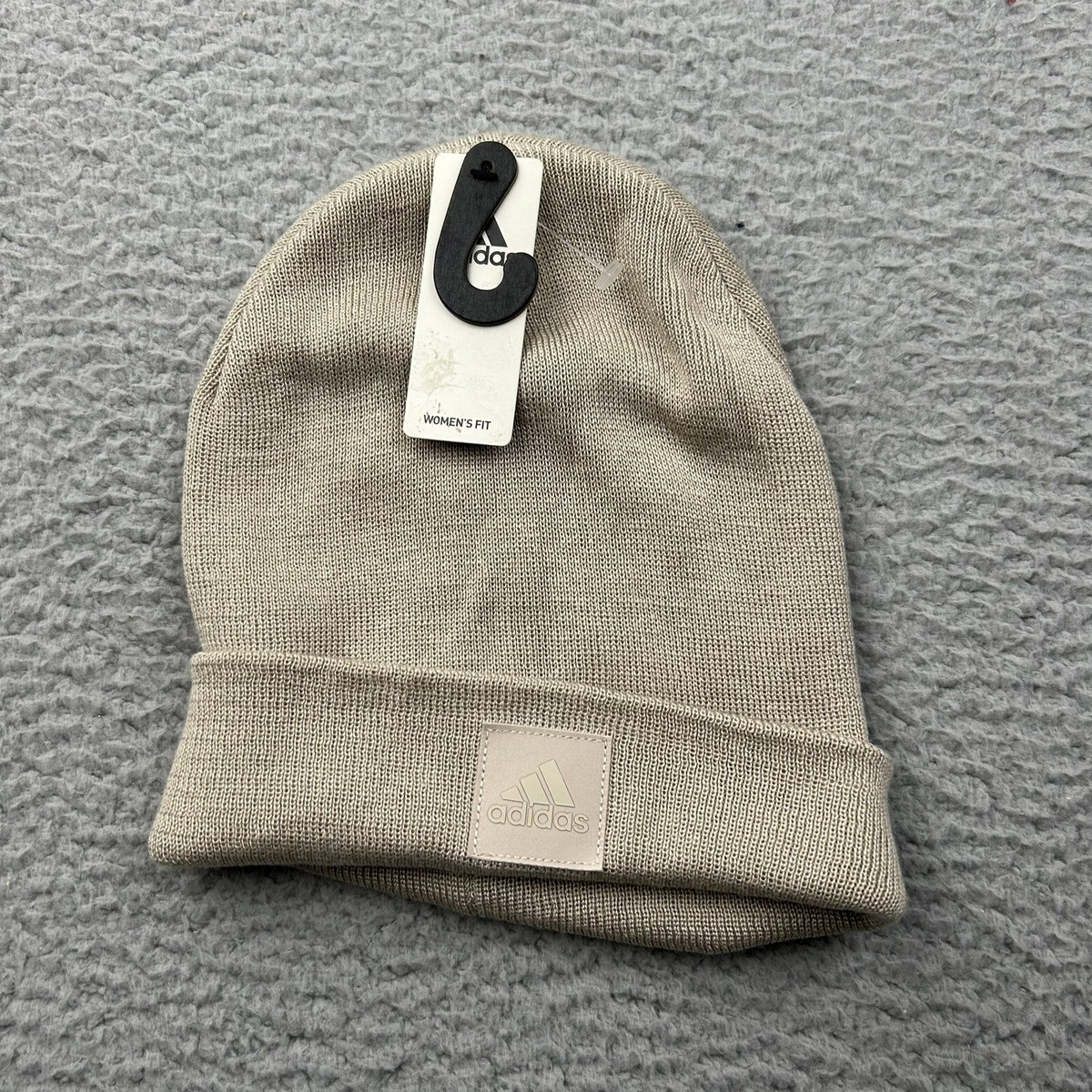 Adidas Beige Women's Fold Beanie One Size NWT Winter Hat Cap | eBay