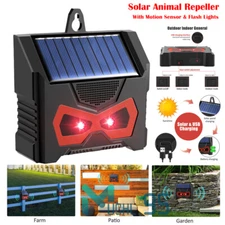 Solar Animal Repellent Outdoor Skunk Raccoon Rabbit Cat Dog Deer Repeller Device