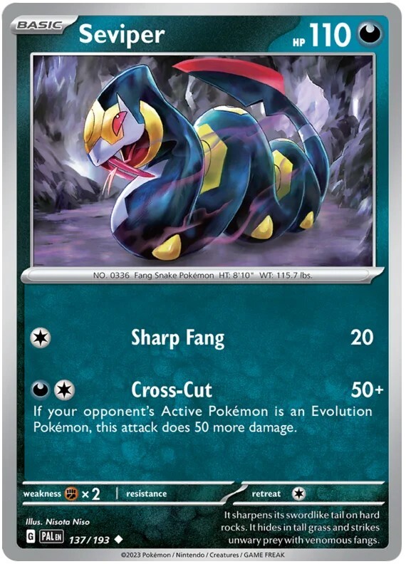 Seviper Pokemon TCG Card 137/193 Seviper Pokemon TCG Card 137/193