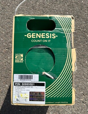 cat5e Riser Cable 500ft 24/4 Genesis 50785501, Reflex Pullbox, Color White