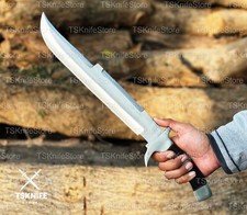 21" Long Handmade Bowie Knife, Hunting Knife - D2 Steel With Leather Sheath