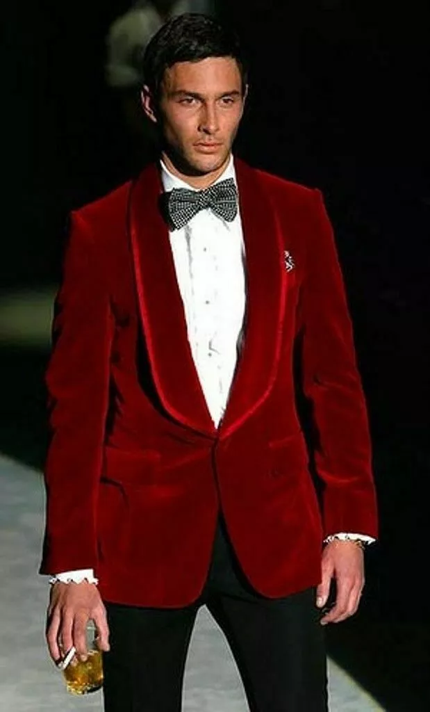 Mens velvet red blazer sale