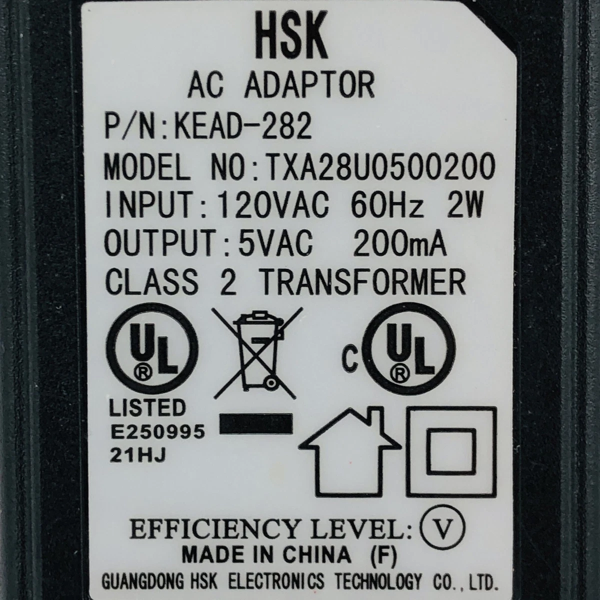 Genuine HSK AC Adapter TXA28U0500200 KEAD-282 Wall Power Supply 5V Genuine HSK AC Adapter TXA28U0500200 KEAD-282 Wall Power Supply 5V