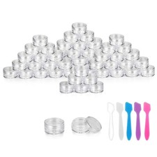 100PCS Dab Containers 3mlml Round Clear Jars for Scrubs Lotions with Black Lids