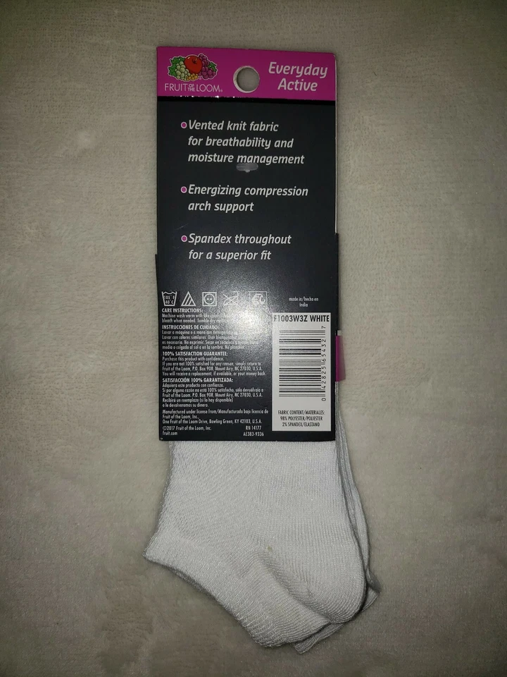 Zapato activo diario Fruit of the Loom No Show talla/Tallas 4-10 3 pares (S1) Foto 2 de 2