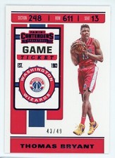 2019-20 Panini Contenders Thomas Bryant Game Ticket Purple #95 #43/49 Wizards