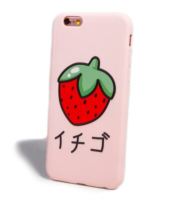 Cute kawaii strawberry pastel pink protective flexible iPhone case