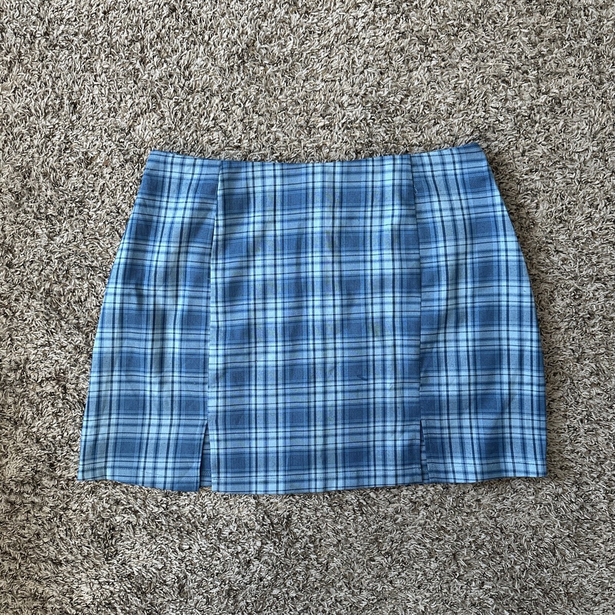 Shein Blue Plaid Mini Skirt Size XL Trendy