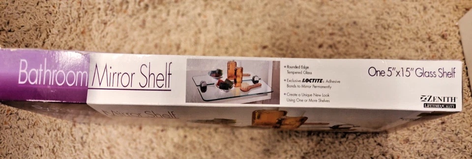Zenith Espejo Baño Vidrio Templado Estante 5" x 15" Lote 2388 Foto 3 de 3