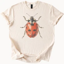 Ladybug Graphic T Shirt Realistic Insect Art Nature Bug Tee Garden Gift Shirt