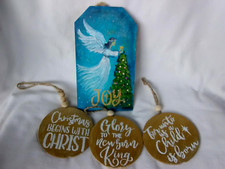 Christmas Holiday Tree Ornaments Assortment Set of 4 Holiday Decor