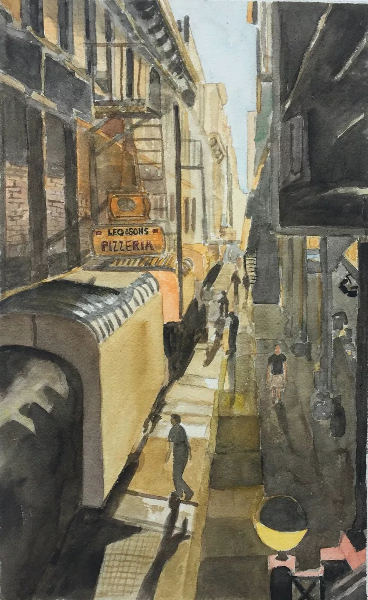 BROOKLYN ELEVATED SUBWAY, NYC / ORIGINAL WATERCOLOR / 12 1/4 W X 16 1/4H  / MIM