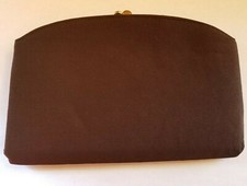 Garay Clutch Purse Brown Evening Bag Side Pockets Kiss Closure Vintage