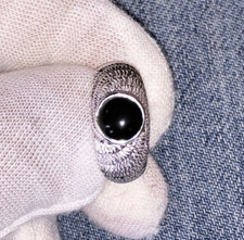 White Metal Black Onyx Cabochon Designer Ring Fashion Jewelry Metal Ring