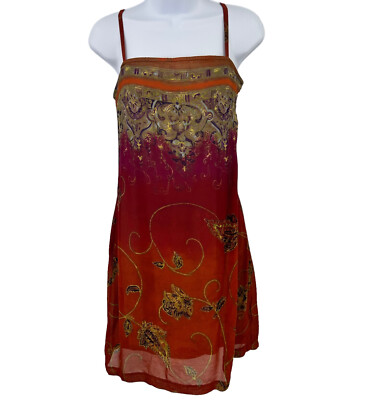 Vintage 90s Womens Dress Size S Floral Mixed Print Square Neck Sleeveless
