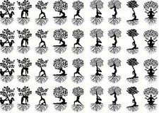Yoga Tree People 36 pcs 1.15 Inch Black Fused Glass Decals