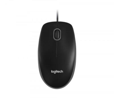 Logitech Maus B100 optisch mit Kabel 3 Tasten 800 dpi schwarz 910-003357