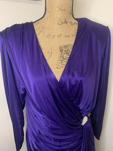 Vintage 1970’s David Rose Purple Wrap Dress 16 - Picture 2 of 16