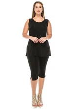 Travel Knit Capri Set, A-Line Tank, New, Jostar Stretchy no-iron poly/span Black