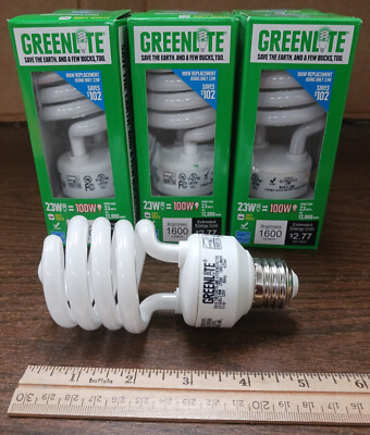 Greenlite 23W/ELS-M/27K T2 Spiral Light Bulbs - 1600 Lumens 12,000 Hours - 6 Pcs