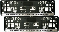 2x Kennzeichenhalter KURZ 46 cm - Leiste CHROM - MIT WUNSCHTEXT - 460 mm Werbung